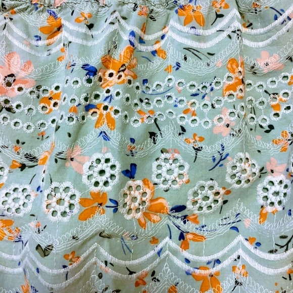 Anthropologie Laia Ashtabula Micro-Floral Eyelet Off-the-Shoulder Women's Top S - Picture 6 of 9